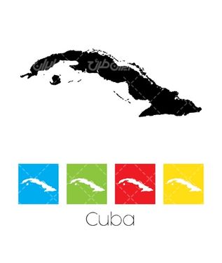 وکتور برداری نقشه کوبا همراه با نقشه کشورها و نقشه