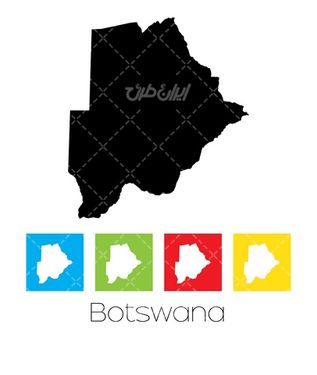 وکتور برداری نقشه بوتسوانا همراه با نقشه کشورها و نقشه