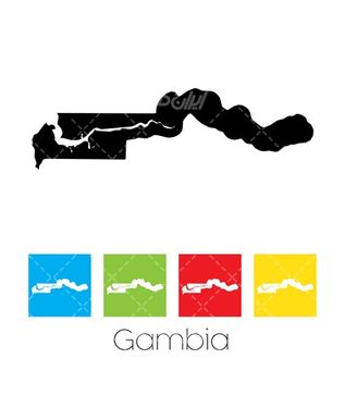 وکتور برداری نقشه گامبیا همراه با نقشه کشورها و نقشه