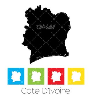 وکتور برداری نقشه ساحل عاج همراه با نقشه کشورها و نقشه