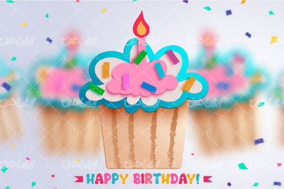 وکتور برداری کیک تولد همراه با جشن تولد و جعبه کادو