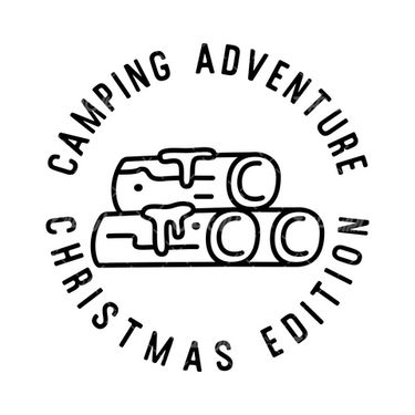 وکتور برداری لیبل سیاه قلم کمپ همراه با برچسب سیاه قلم و کمپینگ