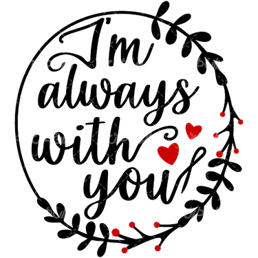 وکتور برداری گل و بوته سیاه قلم همراه با قلب قرمز و فونت