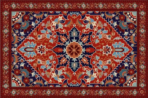 وکتور برداری فرش ایرانی همراه با قالی و طرح فرش سنتی