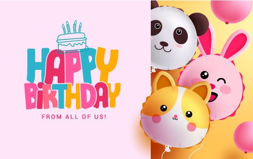وکتور برداری جشن تولد همراه با خرس کارتونی و برنامه کودک
