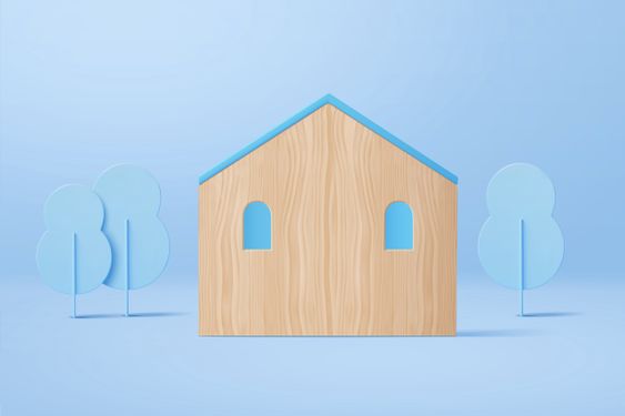 وکتور برداری خانه همراه با درخت و خانه چوبی