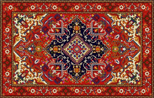 وکتور برداری فرش ایرانی همراه با قالی و طرح فرش سنتی