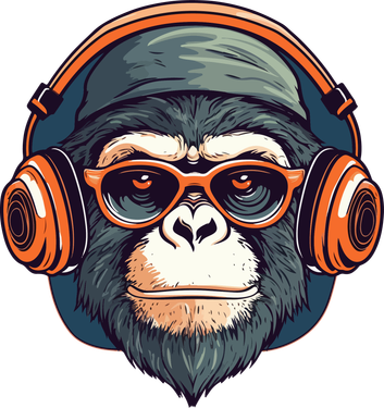 وکتور برداری لوگوی گوریل همراه با هدفون و شخصیت گیم